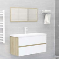 Detailed information about the product 2 Piece Bathroom Furniture Set White And Sonoma Oak Chipboard