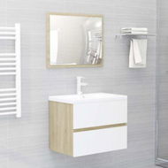 Detailed information about the product 2 Piece Bathroom Furniture Set White And Sonoma Oak Chipboard