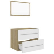 Detailed information about the product 2 Piece Bathroom Furniture Set White And Sonoma Oak Engineered Wood