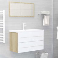 Detailed information about the product 2 Piece Bathroom Furniture Set White And Sonoma Oak Engineered Wood