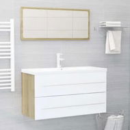 Detailed information about the product 2 Piece Bathroom Furniture Set White and Sonoma Oak Engineered Wood