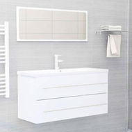 Detailed information about the product 2 Piece Bathroom Furniture Set White Engineered Wood