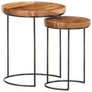 Detailed information about the product 2 Piece Coffee Table Set Solid Acacia Wood and Steel