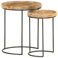 Detailed information about the product 2 Piece Coffee Table Set Solid Mango Wood and Steel