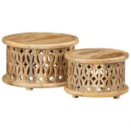 Detailed information about the product 2 Piece Coffee Table Set Solid Wood Mango