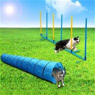 Detailed information about the product 2 Piece Dog Agility Training Practice Exercise Tunnel Weave Poles Posts Combo Set