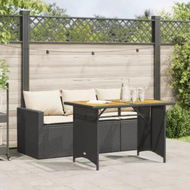 Detailed information about the product 2 Piece Garden Dining Set with Cushions Black Poly Rattan