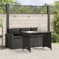 Detailed information about the product 2 Piece Garden Dining Set with Cushions Black Poly Rattan