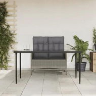 Detailed information about the product 2 Piece Garden Dining Set with Cushions Grey Poly Rattan