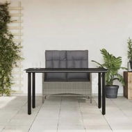 Detailed information about the product 2 Piece Garden Dining Set with Cushions Grey Poly Rattan