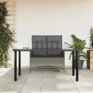 Detailed information about the product 2 Piece Garden Dining Set with Cushions Grey Poly Rattan