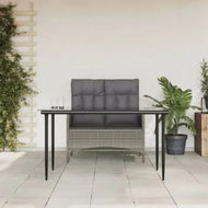 Detailed information about the product 2 Piece Garden Dining Set with Cushions Grey Poly Rattan