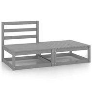 Detailed information about the product 2 Piece Garden Lounge Set Grey Solid Pinewood