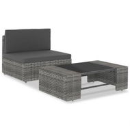 Detailed information about the product 2 Piece Garden Lounge Set Poly Rattan Grey