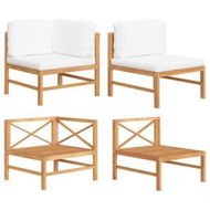 Detailed information about the product 2 Piece Garden Lounge Set With Cream Cushions Teak Wood