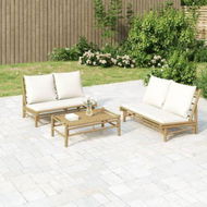 Detailed information about the product 2 Piece Garden Lounge Set With Cream White Cushions Bamboo