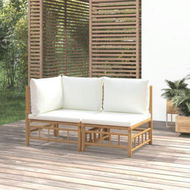 Detailed information about the product 2 Piece Garden Lounge Set With Cream White Cushions Bamboo