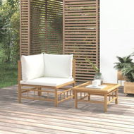 Detailed information about the product 2 Piece Garden Lounge Set With Cream White Cushions Bamboo