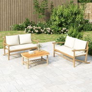 Detailed information about the product 2 Piece Garden Lounge Set With Cream White Cushions Bamboo