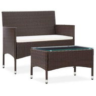 Detailed information about the product 2 Piece Garden Lounge Set With Cushion Poly Rattan Brown