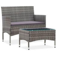 Detailed information about the product 2 Piece Garden Lounge Set With Cushion Poly Rattan Grey