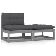 Detailed information about the product 2 Piece Garden Lounge Set with Cushions Grey Solid Pinewood