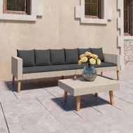 Detailed information about the product 2 Piece Garden Lounge Set with Cushions Poly Rattan Beige