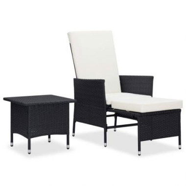 2 Piece Garden Lounge Set With Cushions Poly Rattan Black