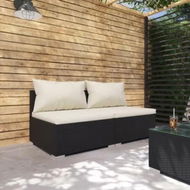 Detailed information about the product 2 Piece Garden Lounge Set with Cushions Poly Rattan Black