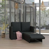 Detailed information about the product 2 Piece Garden Lounge Set With Cushions Poly Rattan Black