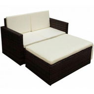 Detailed information about the product 2 Piece Garden Lounge Set With Cushions Poly Rattan Brown