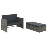 Detailed information about the product 2 Piece Garden Lounge Set With Cushions Poly Rattan Grey