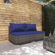 Detailed information about the product 2 Piece Garden Lounge Set with Cushions Poly Rattan Grey