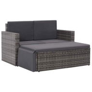 Detailed information about the product 2 Piece Garden Lounge Set With Cushions Poly Rattan Grey