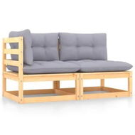 Detailed information about the product 2 Piece Garden Lounge Set with Cushions Solid Pinewood