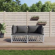 Detailed information about the product 2 Piece Garden Lounge Set with Cushions White Steel