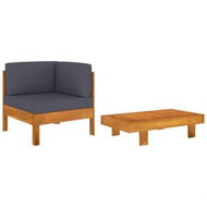 Detailed information about the product 2 Piece Garden Lounge Set With Dark Grey Cushions Acacia Wood