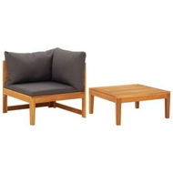 Detailed information about the product 2 Piece Garden Lounge Set With Dark Grey Cushions Acacia Wood