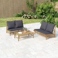 Detailed information about the product 2 Piece Garden Lounge Set With Dark Grey Cushions Bamboo