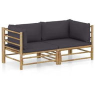 Detailed information about the product 2 Piece Garden Lounge Set with Dark Grey Cushions Bamboo