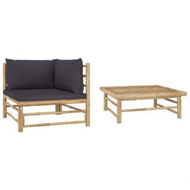 Detailed information about the product 2 Piece Garden Lounge Set With Dark Grey Cushions Bamboo