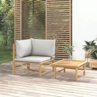 Detailed information about the product 2 Piece Garden Lounge Set with Light Grey Cushions Bamboo