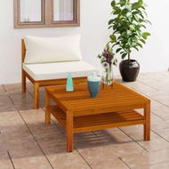 Detailed information about the product 2 Piece Garden Sofa Set With Cream White Cushions Acacia Wood