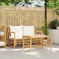 Detailed information about the product 2 Piece Garden Sofa Set with Cushions Bamboo