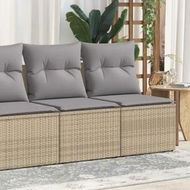 Detailed information about the product 2 Piece Garden Sofa Set with Cushions Beige Poly Rattan Acacia