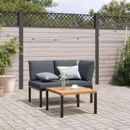 Detailed information about the product 2 Piece Garden Sofa Set with Cushions Black Aluminium