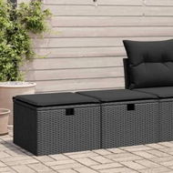 Detailed information about the product 2 Piece Garden Sofa Set with Cushions Black Poly Rattan Acacia