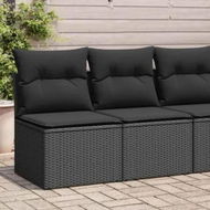Detailed information about the product 2 Piece Garden Sofa Set with Cushions Black Poly Rattan Acacia