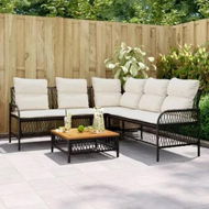 Detailed information about the product 2 Piece Garden Sofa Set with Cushions Black Poly Rattan