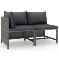 Detailed information about the product 2 Piece Garden Sofa Set with Cushions Grey Poly Rattan